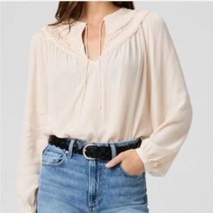 PAIGE Cream Blouse with Lace Detail